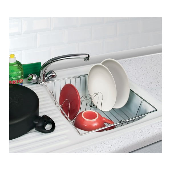 Lesklý stříbrný odkapávač na nádobí Metaltex Dresda-image-2