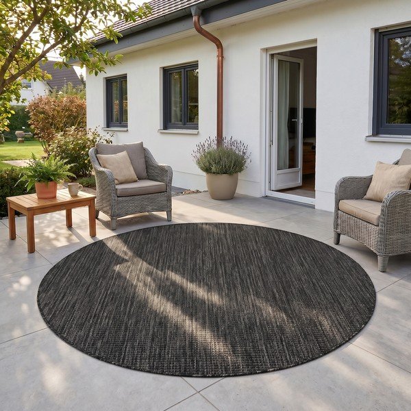 Černý kulatý vnitřní a venkovní koberec ø 80 cm Mira 1450 – Ayyildiz Carpets-image-1
