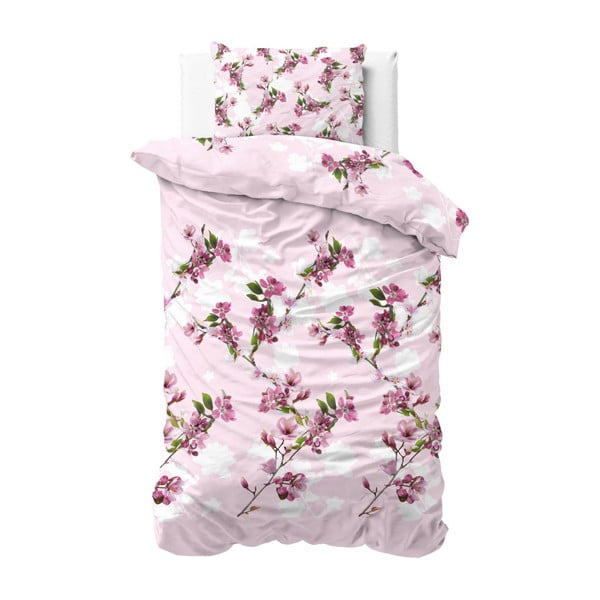 Bavlněné povlečení na jednolůžko Sleeptime Flower Blush, 140 x 220 cm