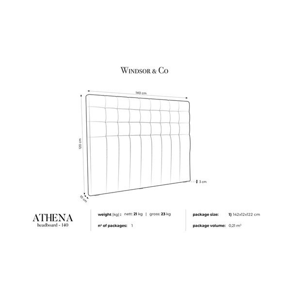 Šedé čelo postele se sametovým potahem Windsor & Co Sofas Athena, 140 x 120 cm-image-4