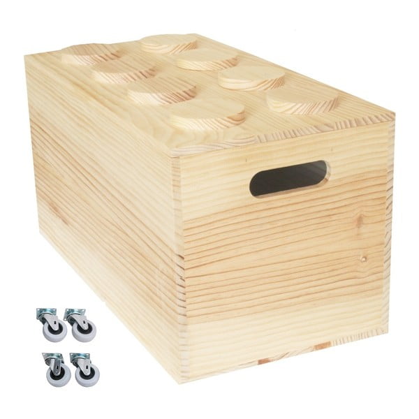 Box na kolečkách Wood Lego, 52x27x27 cm