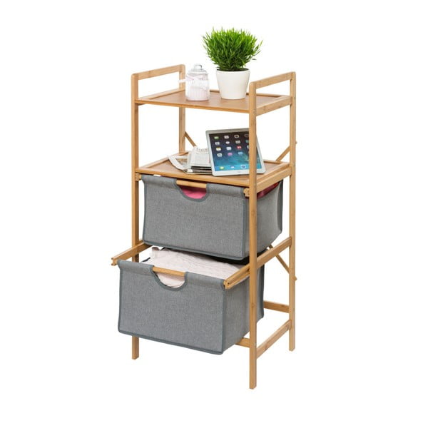 Šedo-hnědý bambusový koupelnový regál 44x96 cm Bahari – Wenko-image-3