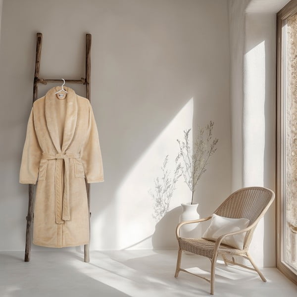 Béžový župan z mikroplyše velikost XL/XXL Polyvelvet – Good Morning-image-1