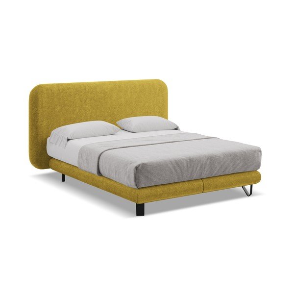 Boxspring postel v hořčicové barvě 180x200 cm Ilima – Makamii-image-1