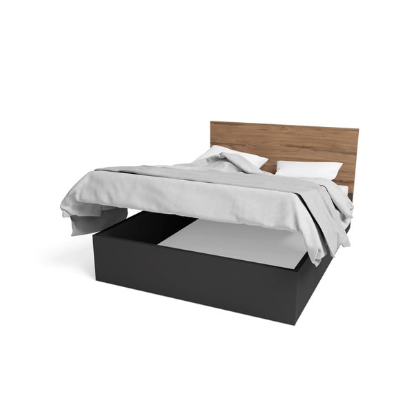 Černá dvoulůžková postel s úložným prostorem a roštem 160x200 cm Malta - Marckeric-image-2