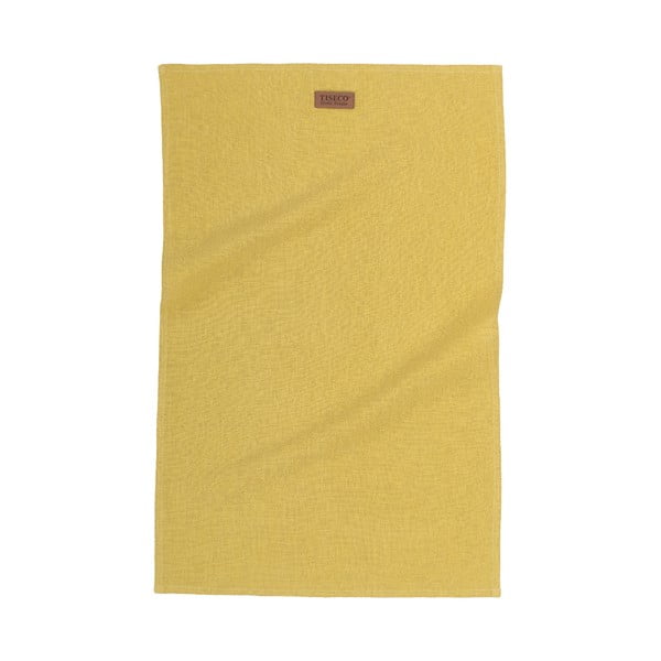 Okrově žlutá utěrka s příměsí lnu Tiseco Home Studio, 42 x 68 cm