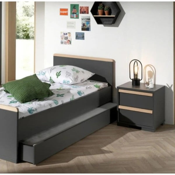 Tmavě šedý dětský noční stolek London – Vipack-image-1