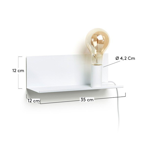 Bílé nástěnné svítidlo s poličkou Hannah – Kave Home-image-3