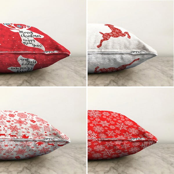 Sada 4 vánočních žinylkových povlaků na polštář Minimalist Cushion Covers Christmas Reindeer, 55 x 55 cm-image-1