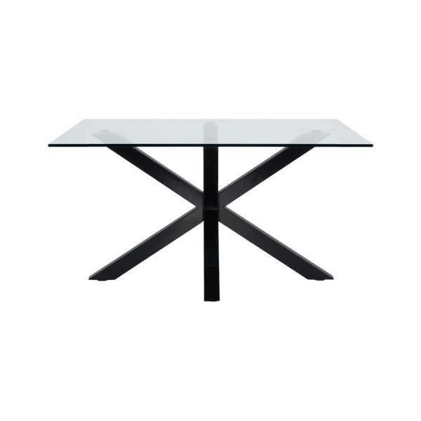 Černý konferenční stolek se skleněnou deskou 70x130 cm Argo – Kave Home