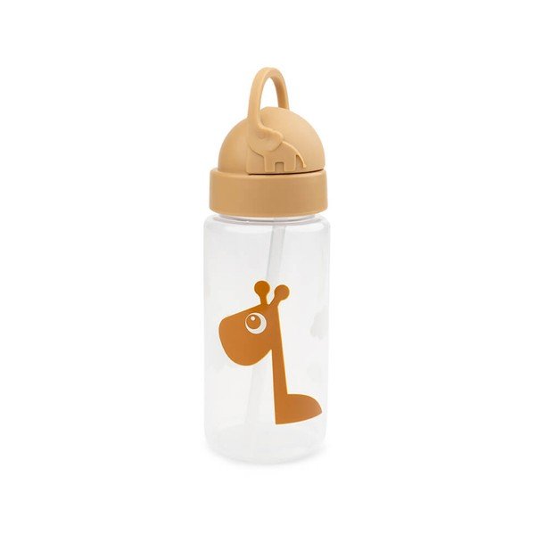 Žlutá dětská láhev s brčkem Done by Deer Raffi, 350 ml