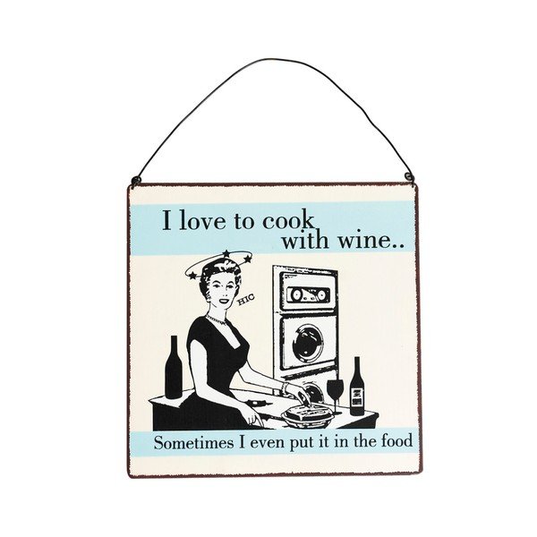 Kovová cedulka Rex London Cook With Wine-image-1