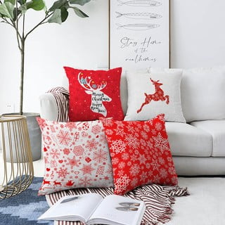 Sada 4 vánočních žinylkových povlaků na polštář Minimalist Cushion Covers Christmas Reindeer, 55 x 55 cm
