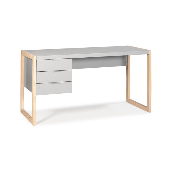 Šedý psací stůl s nohami z borovicového dřeva Marckeric Frank-image-2