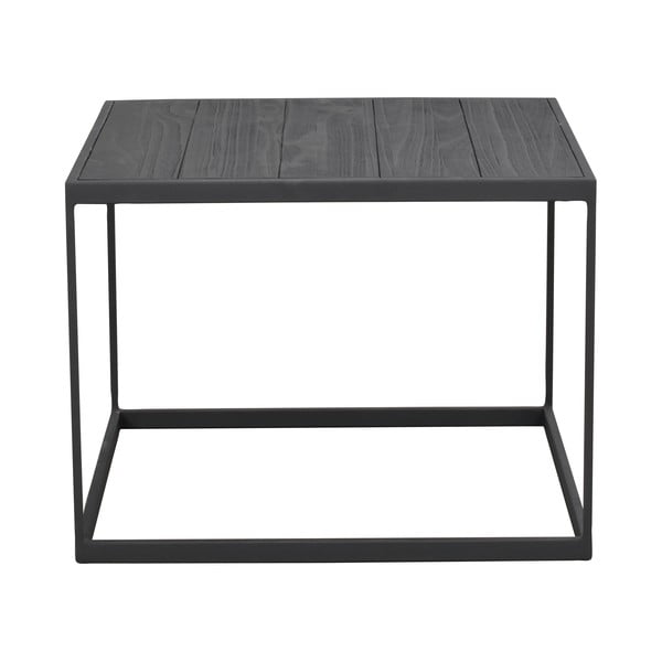 Černý odkládací stolek s deskou z borovicového dřeva Rowico Franky, 60 x 60 cm
