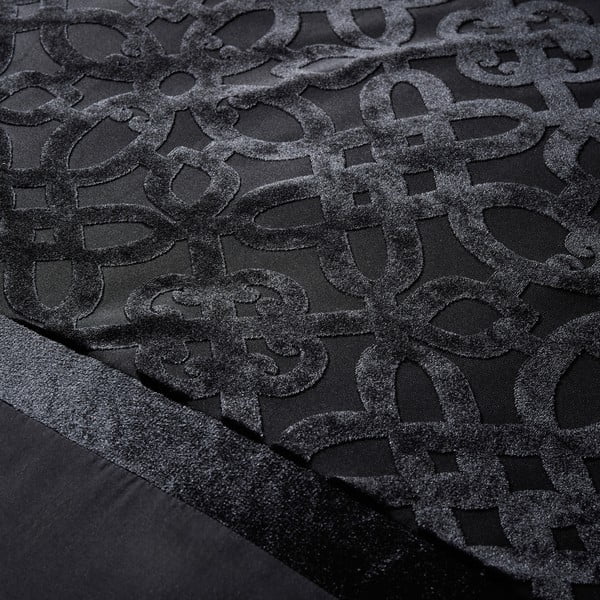 Černé sametové povlečení na dvoulůžko/prodloužené 230x220 cm Lattice Cut – Catherine Lansfield-image-3