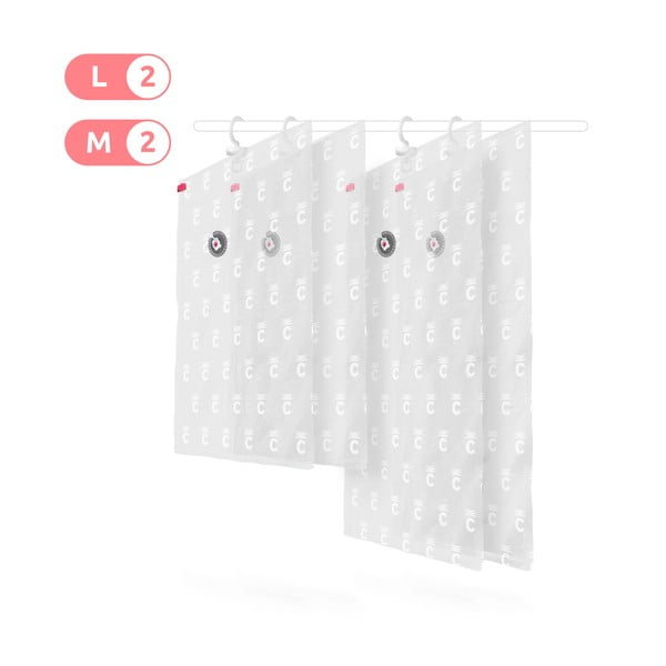 Sada 4 závěsných vakuových úložných obalů na oblečení Compactor Hanging Vacuum Bags, 105 x 70 cm