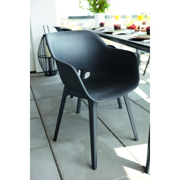 Tmavě šedé plastové zahradní židle v sadě 2 ks Akola – Keter-image-1