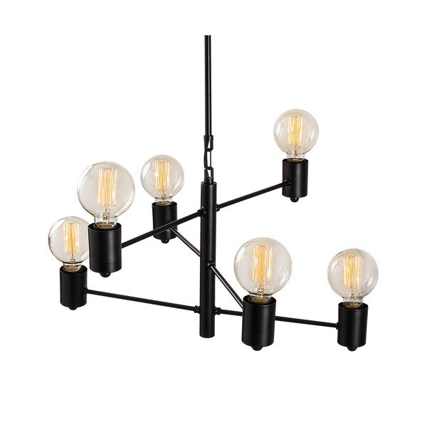 Černé závěsné svítidlo pro 6 žárovek Opviq lights Hexa Long-image-3