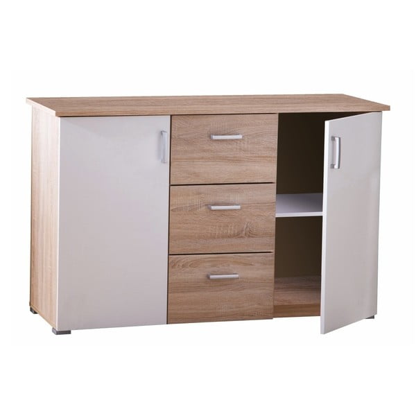 Dvoudveřová komoda se 3 zásuvkami v dekoru dřeva 13Casa Function-image-1