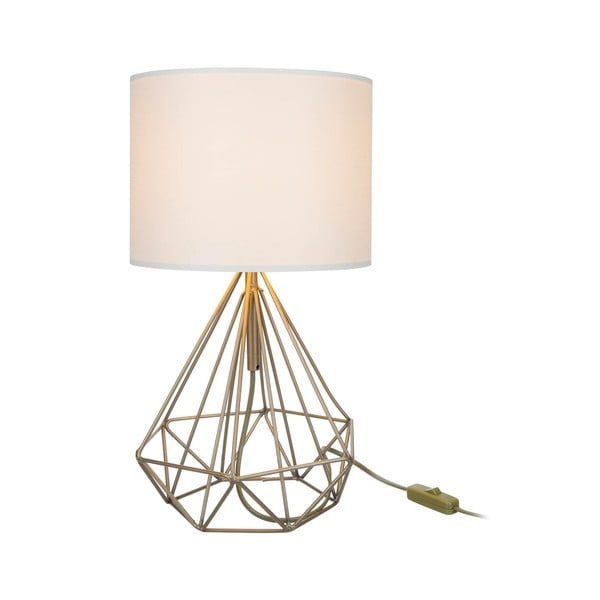 Stolní lampa s textilním stínidlem v krémovo-zlaté barvě (výška 46,5 cm) Pena – Squid Lighting