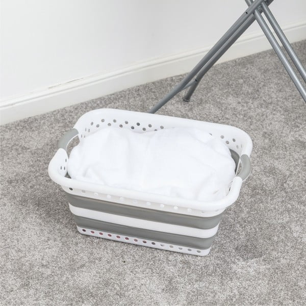 Bílo-šedý plastový koš na prádlo 40 l - Addis-image-1