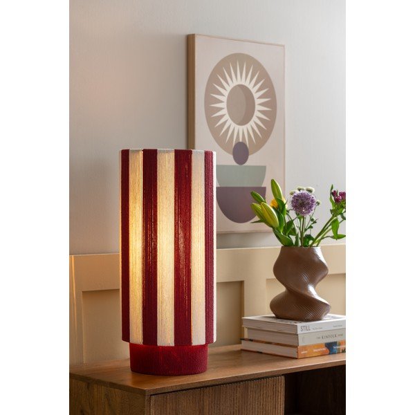 Červená/bílá provazová stolní lampa (výška 58 cm) Vienna Stripes – Leitmotiv-image-1