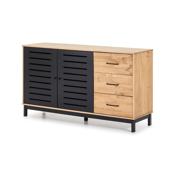 Komoda s dřevěnou konstrukcí a černými detaily Marckeric Alessia, šířka 141 cm-image-3