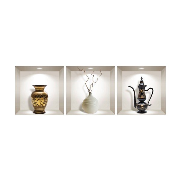 Sada 3 3D samolepek na zeď Ambiance Decorative Objects-image-2