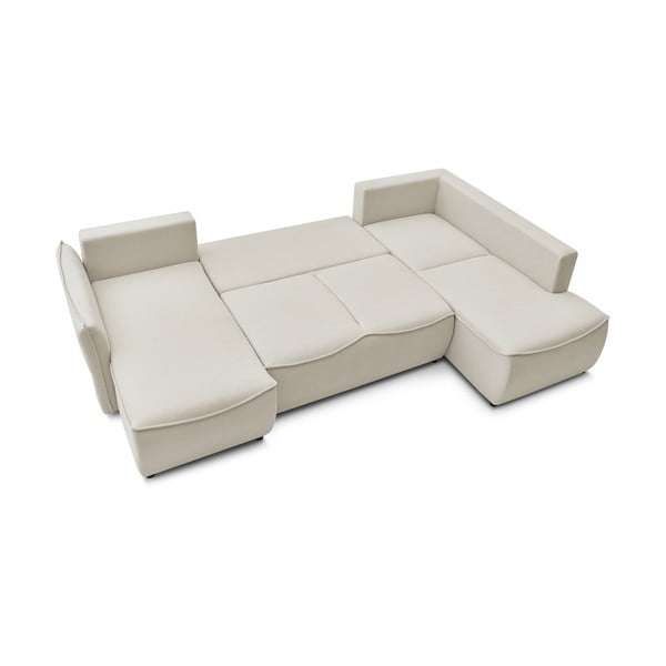 Krémová rozkládací rohová pohovka (pravý roh) Leon – Bobochic Paris-image-3