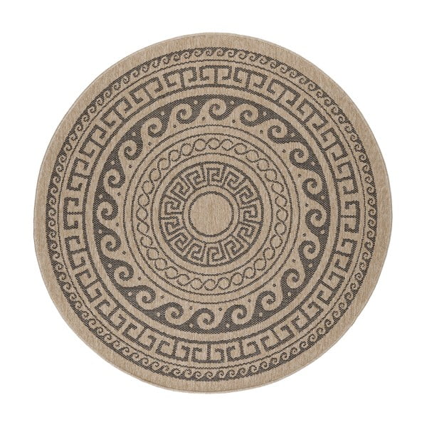 Černo-béžový kulatý venkovní koberec ø 80 cm Comilla – Ayyildiz Carpets