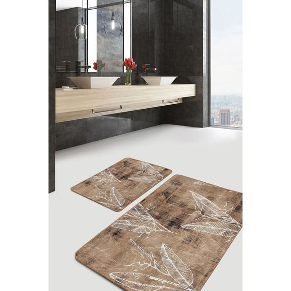 Hnědé sametové koupelnové předložky v sadě 2 ks 60x100 cm – Mila Home-image-4