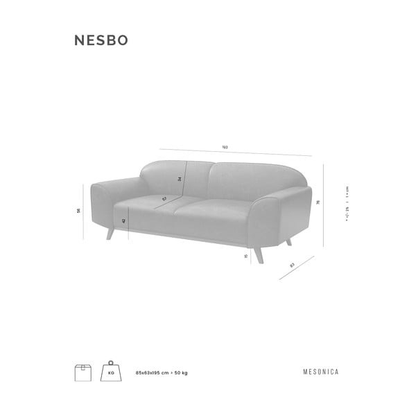 Tmavě šedá kožená pohovka 193 cm Nesbo – MESONICA-image-3