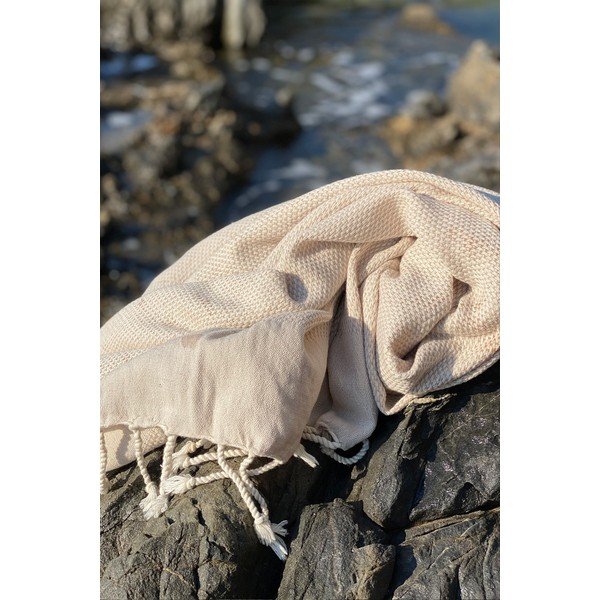 Béžová bavlněná plážová deka 90x175 cm Retro – Foutastic-image-1