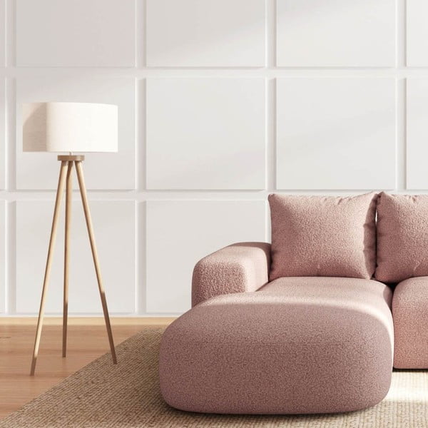 Růžová rohová pohovka z textilie bouclé (levý roh/s lenoškou) Monce – Rodier-image-3