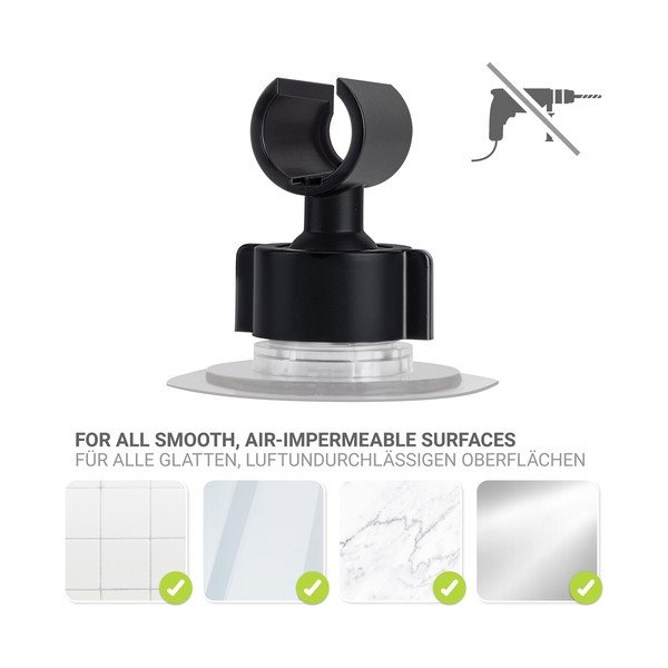 Černý plastový držák na sprchu bez vrtání Libertà – Wenko-image-3