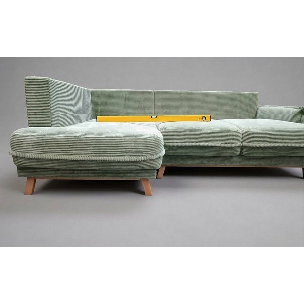 Světle zelená manšestrová rozkládací/s úložným prostorem rohová pohovka (levý roh/do L) Tori - II. jakost – Bonami Selection-image-3