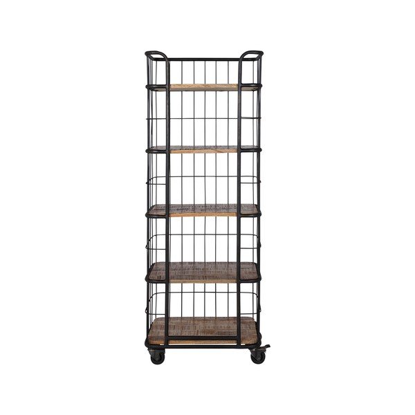 Černý policový díl s policemi z mangového dřeva Canett Cabinet, šířka 60 cm