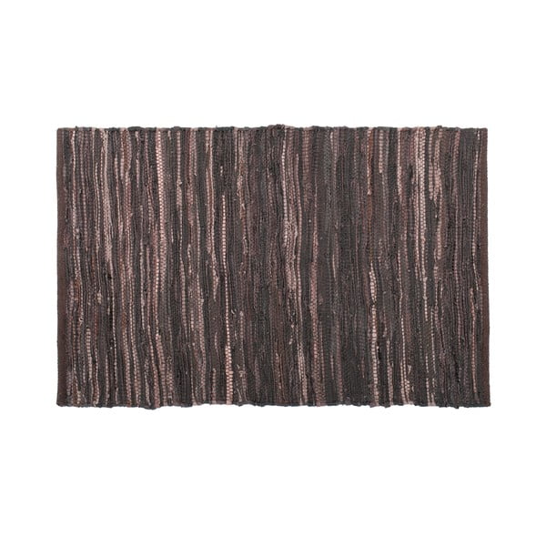 Tmavě hnědý kožený koberec Tiseco Home Studio Nayya, 60 x 90 cm