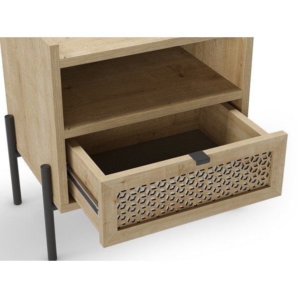 Noční stolek v dekoru dubu s poličkami v přírodní barvě Inca – Marckeric-image-3