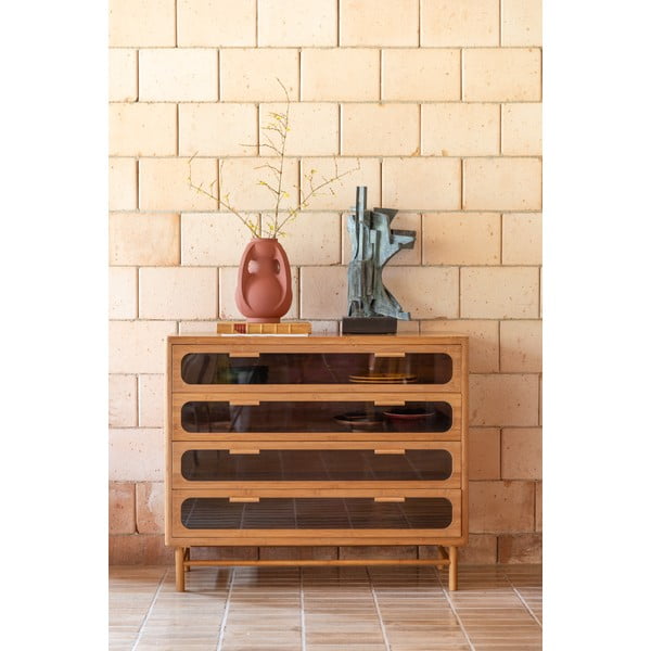 Bambusová komoda v přírodní barvě 105x88x38 cm Caroun – Dutchbone-image-1