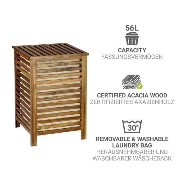 Dřevěný koš na prádlo v tmavě přírodní barvě 56 l Fondi – Wenko-image-3