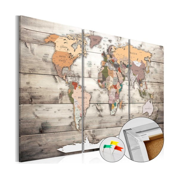 Vícedílná nástěnka s mapou světa Artgeist History of Travel, 60 x 40 cm