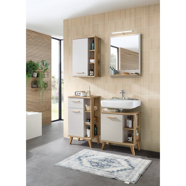 Nástěnné zrcadlo s poličkou  60x74,5 cm Quickset 966 – Pelipal-image-2