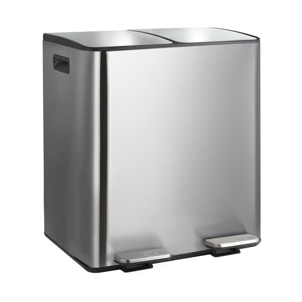 Ocelový odpadkový koš 2x20 l na tříděný odpad/nášlapný v matně stříbrné barvě   Aliya – Spirella