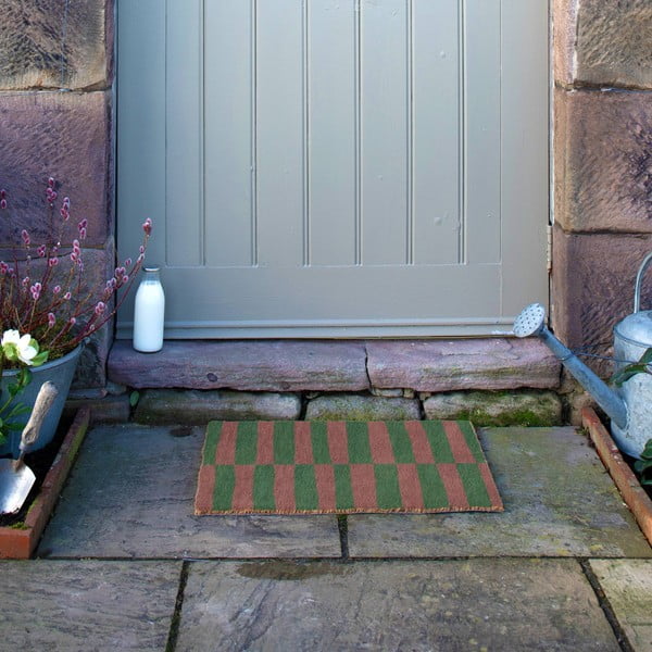 Rohožka z kokosového vlákna 40x60 cm Pink & Green Half Stripes – Artsy Doormats-image-4