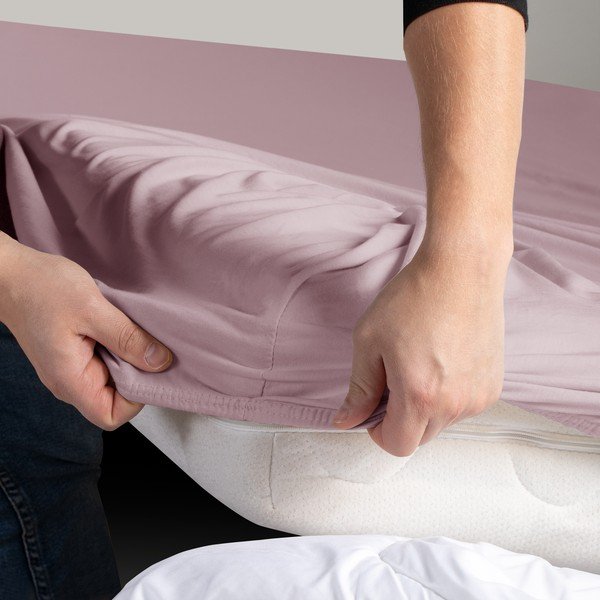 Napínací prostěradlo starorůžové jersey 180x200 cm Amber – Restilo-image-1