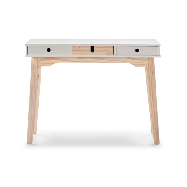 Bílý konzolový stolek s nohami z borovicového dřeva Marckeric Kiara