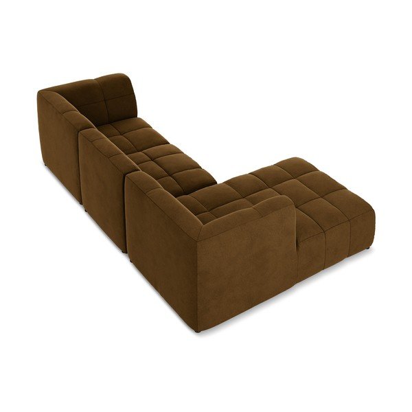 Sametová rohová pohovka v hořčicové barvě (levý roh/s lenoškou) Aloha – Makamii-image-4