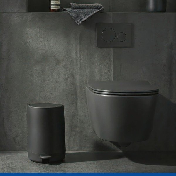Černý nášlapný plastový odpadkový koš 5 l Fablo – Wenko-image-2